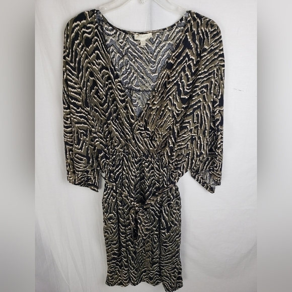 Loralette Green/Black Printed Crossover Bohemian Peasant Dress Sz 18/20 - Picture 3 of 8